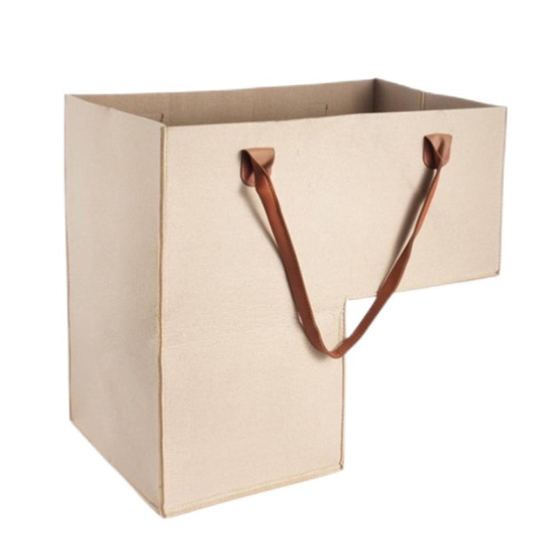 Foldable felt stair basket storage box with leather handle L-shaped stair step bag - Image 1